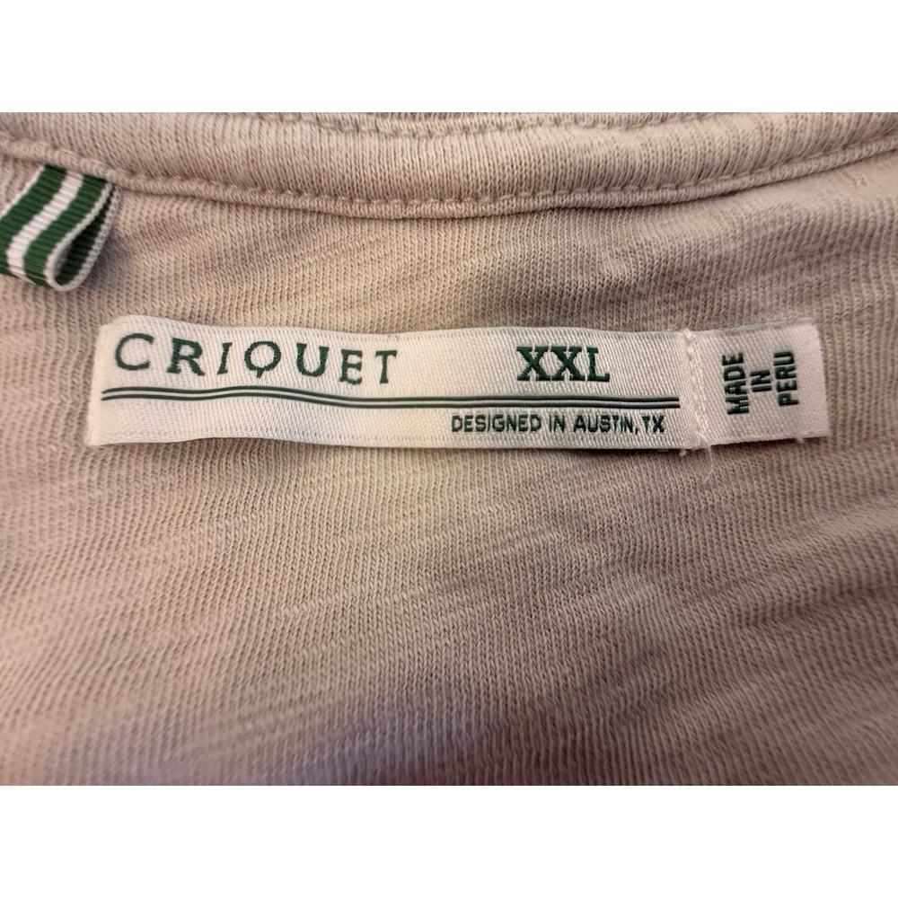 Criquet XXL Beige Long Sleeve Pocket Tee Quiet Luxury Coastal Minimalist Shirt - Picture 3 of 9